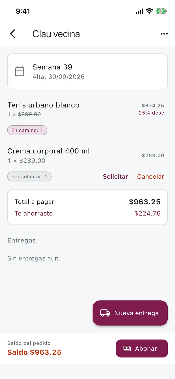 Pedido con los tenis en camino